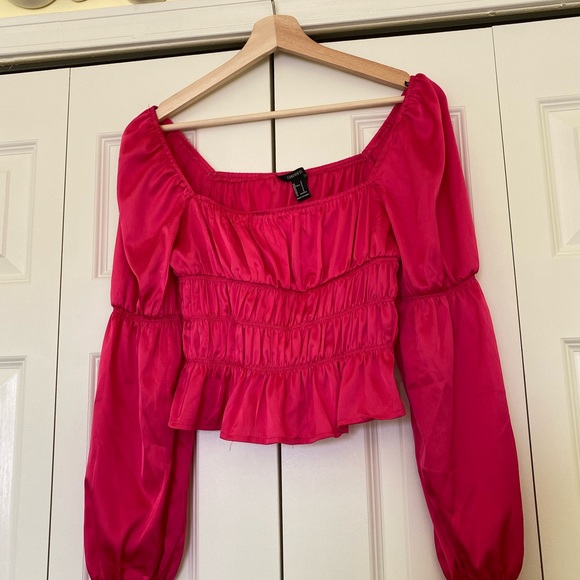 Bright Pink - Peplum Top - Picture 1 of 2